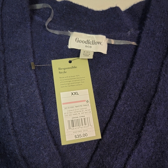 Goodfellow & Co Men's Kindness Blooms Floral Print V-Neck Cardigan Navy Size XXL - Picture 3 of 7